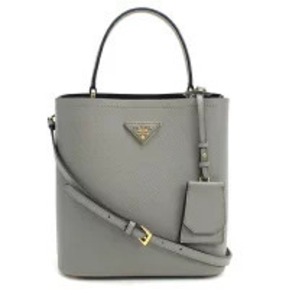 Prada Handbag Panier Leather Gray